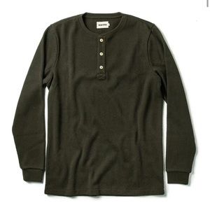 Taylor Stitch Heavy Bag Waffle Henley in Olive